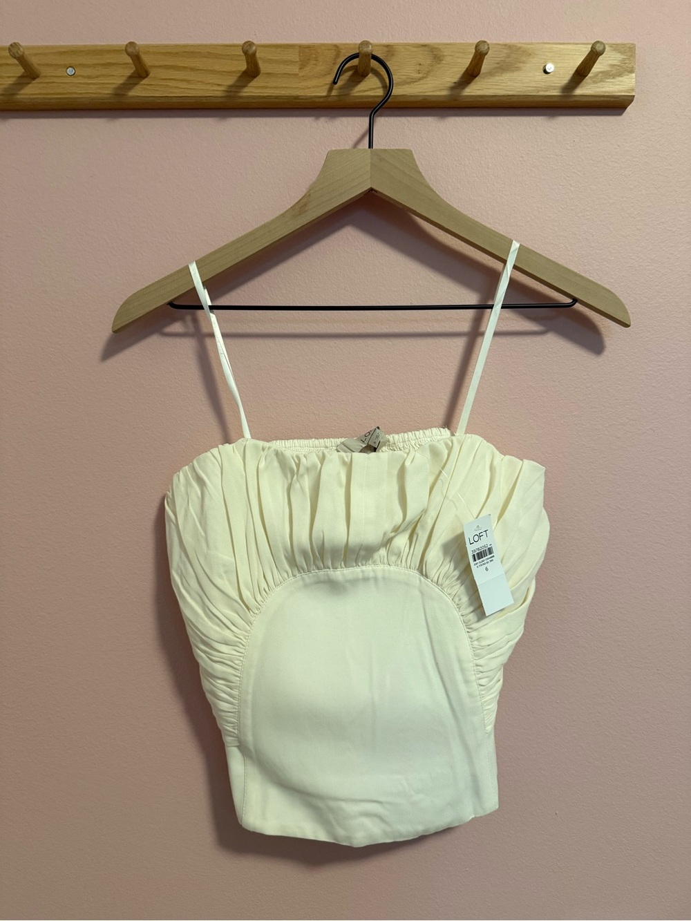 LOFT Cream Ruched Sleeveless Top